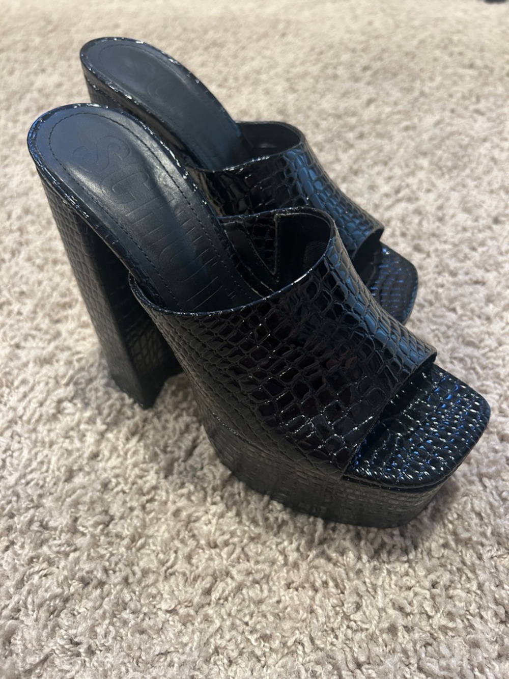 Schutz Darah Black Crocodile Shoes- Worn Once